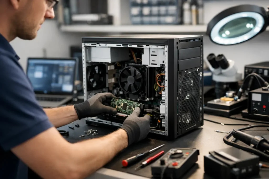 Computer værksted med fokus på sikker reparation